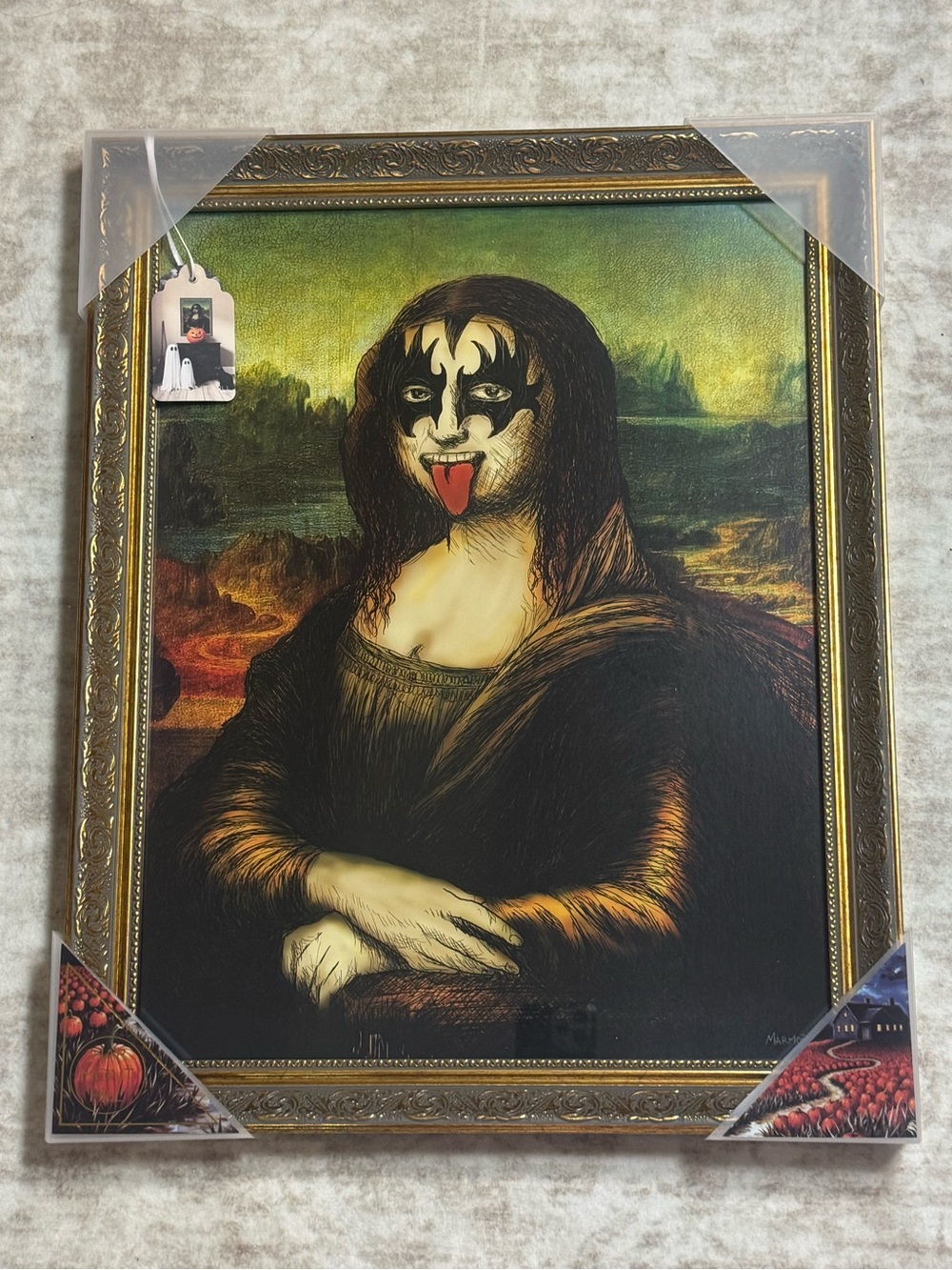 Marmont Hill KISS Gene Simmons Mona Lisa Framed Wall Art 16x20 Goth Metal NEW